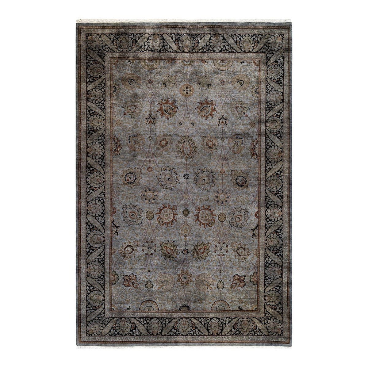 Overton Hand Knotted Wool Vintage Inspired Modern Contemporary Overdyed Gray Area Rug - 6' 2" x 9' 4"