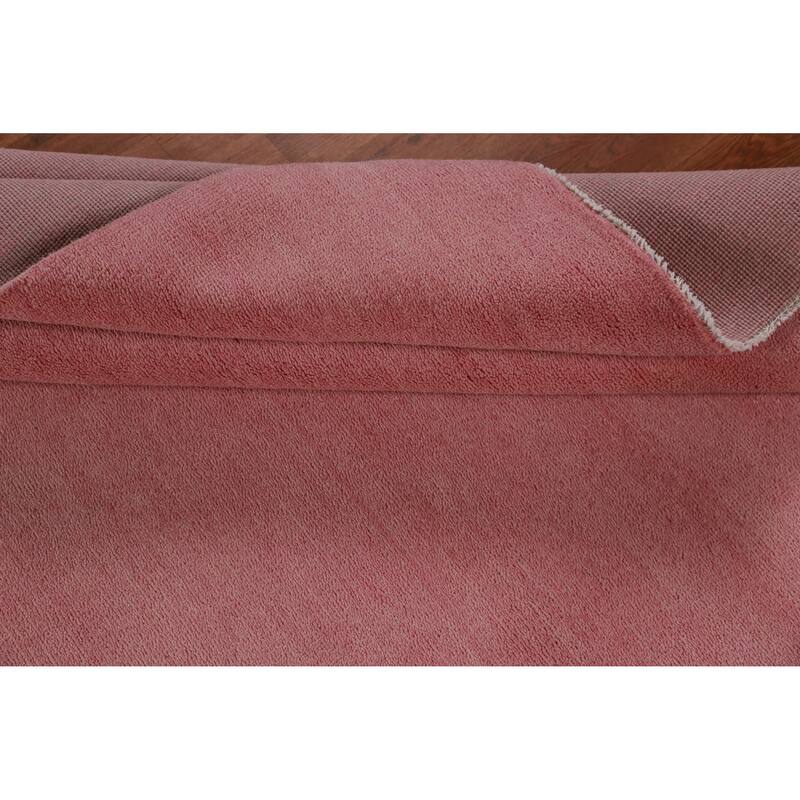Hand Knotted Oriental 100% Wool Carpet Modern Solid Pink Gabbeh Area Rug - 9' 2'' X 6' 2''