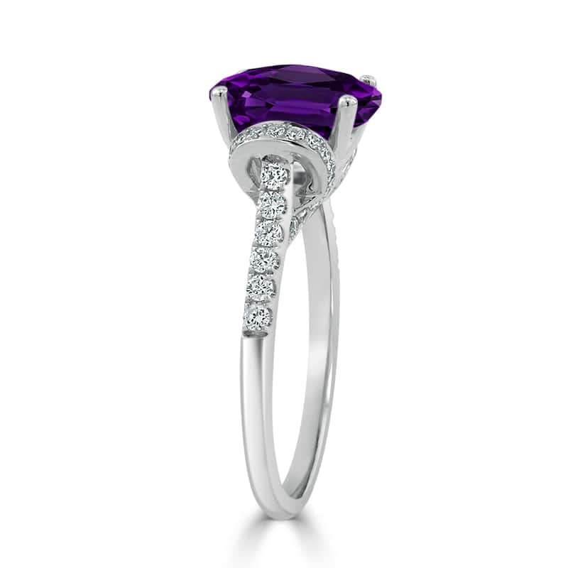 Auriya Modern 1 3/8ct Oval Purple Amethyst and Diamond Engagement Ring 3/8cttw 14k Gold