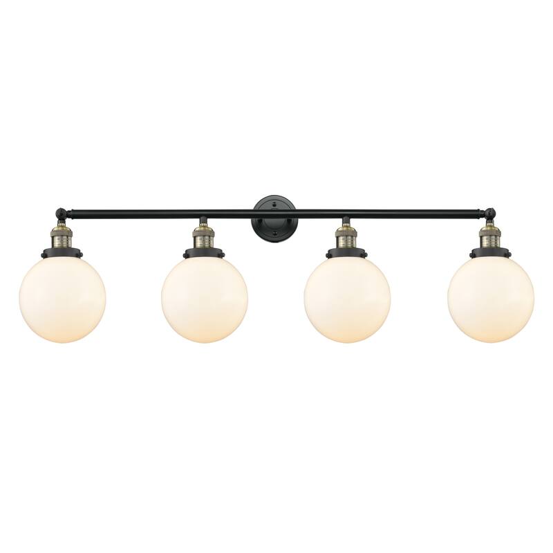 Innovations Lighting Beacon 4 Light 44" Wide Bathroom Vanity Light - Black Antique Brass / Matte White