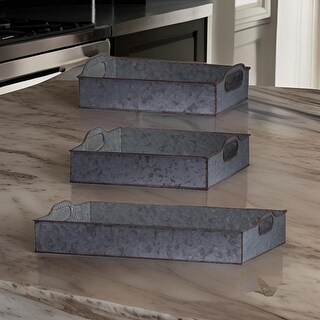 Nested Tray Fixture 12, 12, 20 Inch Set of 3 Nesting Trays, Rectangular, Galvanized Gray ...