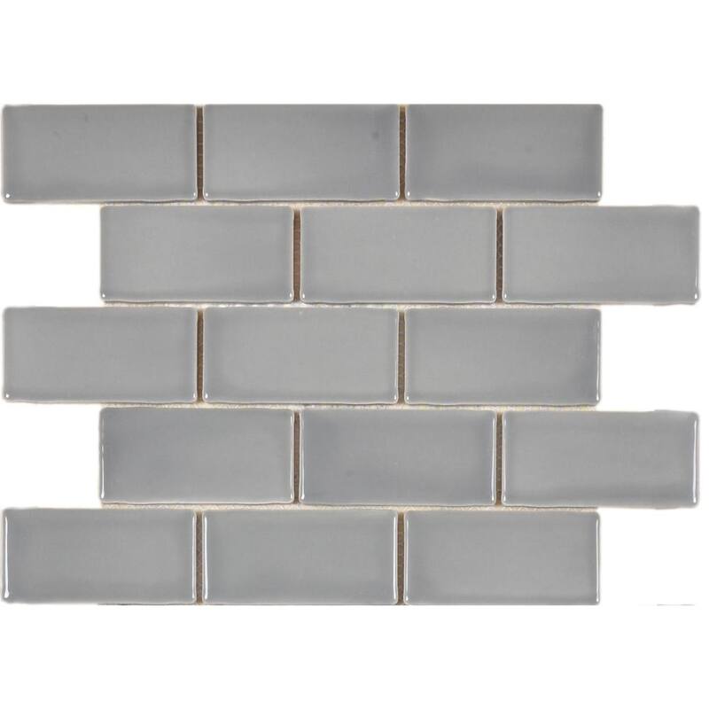 Metro 12x11 Glossy Porcelain Subway Mosaic Tile - Wall, Backsplash - 2 x 4 Sample - Moon