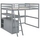 preview thumbnail 9 of 10, Full Loft Bed with Storage Staircase & Desk, Wood Loft Bed with Storage Shelves & 2 Built-in Drawers, for Kids Teens Boys Girls