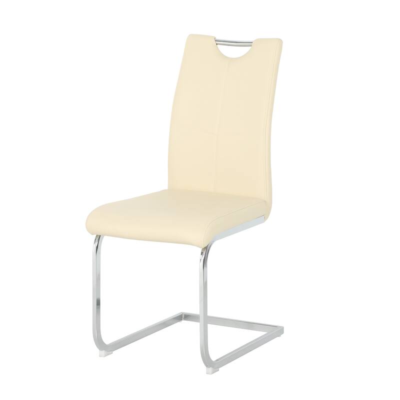 Modern PU Dining Chair Living Room Chair Upholstered Chair, Electroplated Metal Chair Leg Design, Kitchen (Set Of 4)