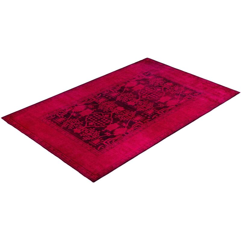 Overdyed One-of-a-Kind Hand-Knotted Area Rug - Pink - 6' 1" x 9' 5"