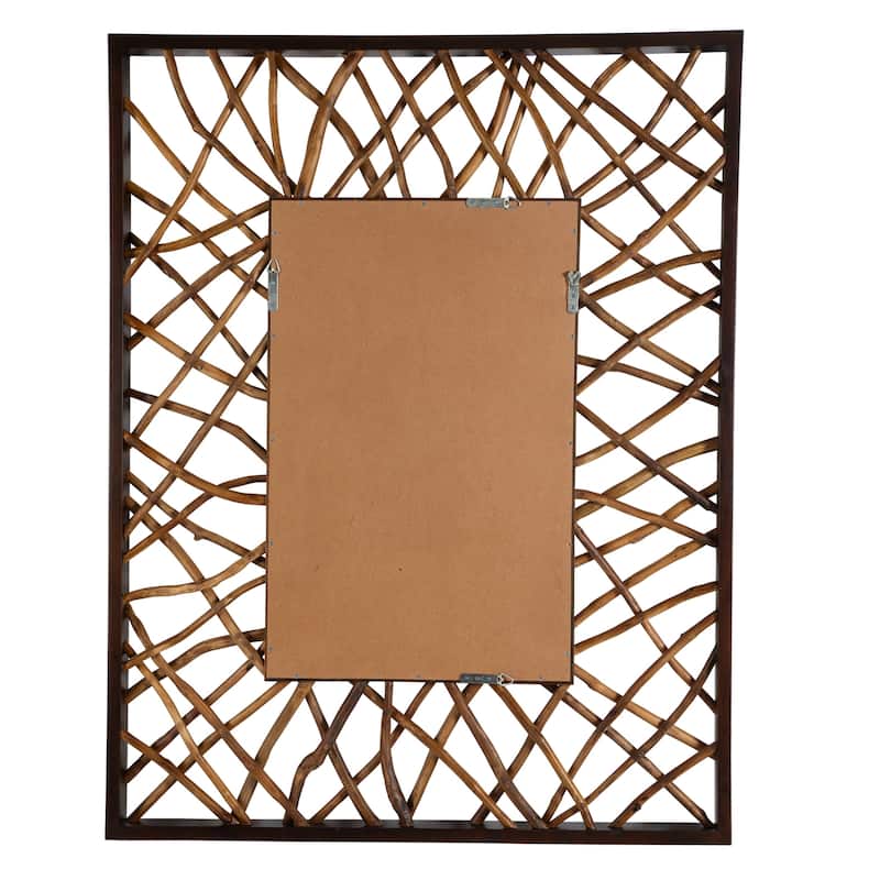 Teak Branch Beveled Rectangular Wall Mirror - 56" - Walnut Brown