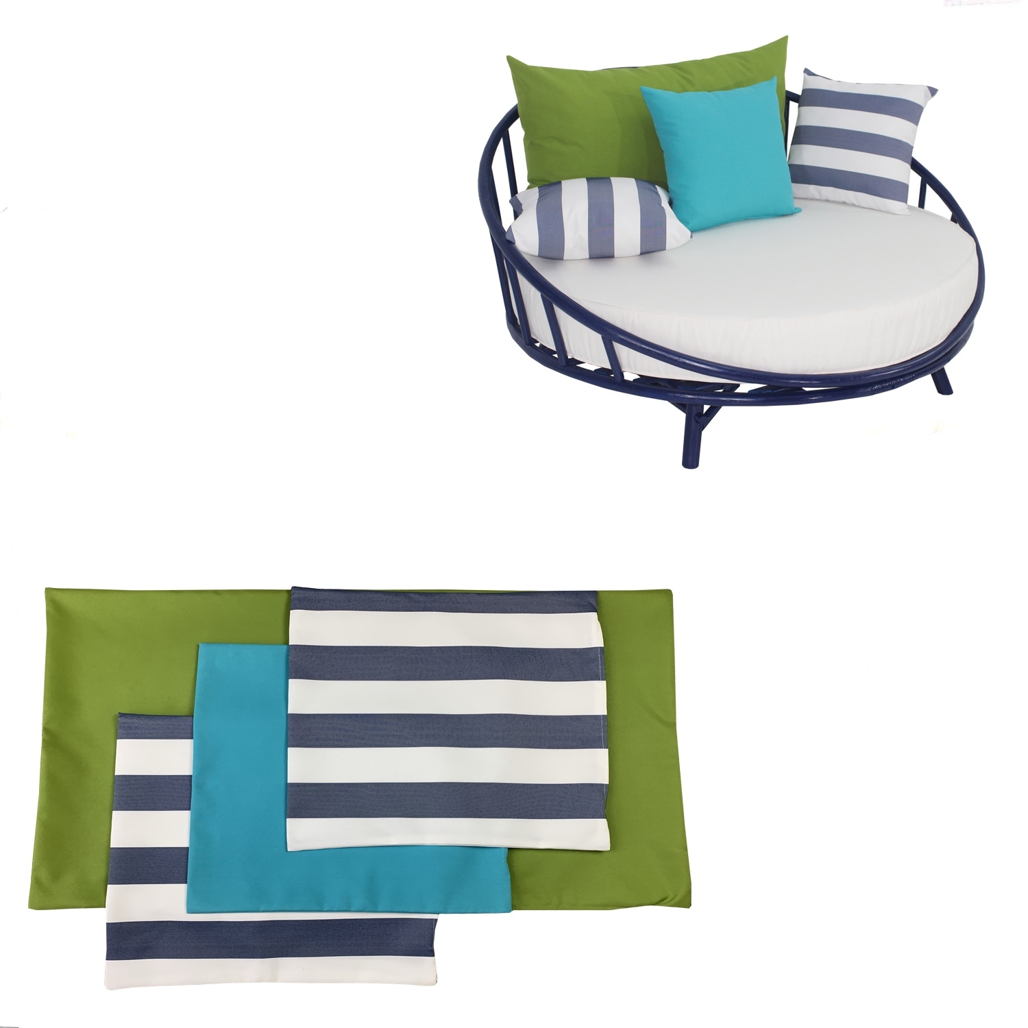 Olu bamboo large round shop patio daybed with cushions