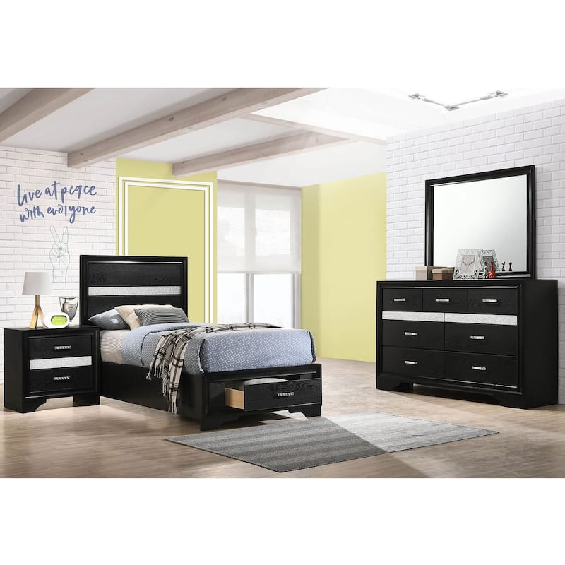 Annie Black 4-piece Full Bedroom Set - Twin
