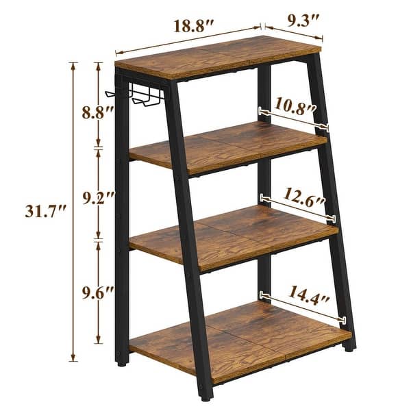 4-Tier AV Media Stand with 2 Hooks - 14.37"D x 18.89"W x 31.45"H - Bed ...