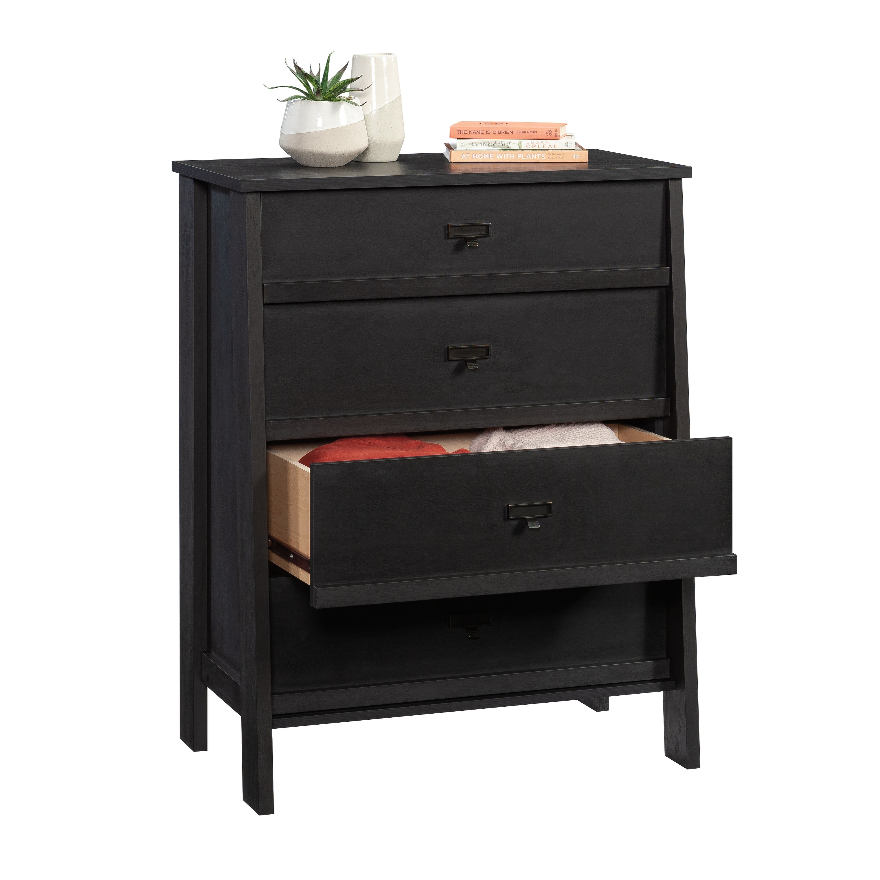 4-Drawer Chest In Black Finish For Modern Bedroom