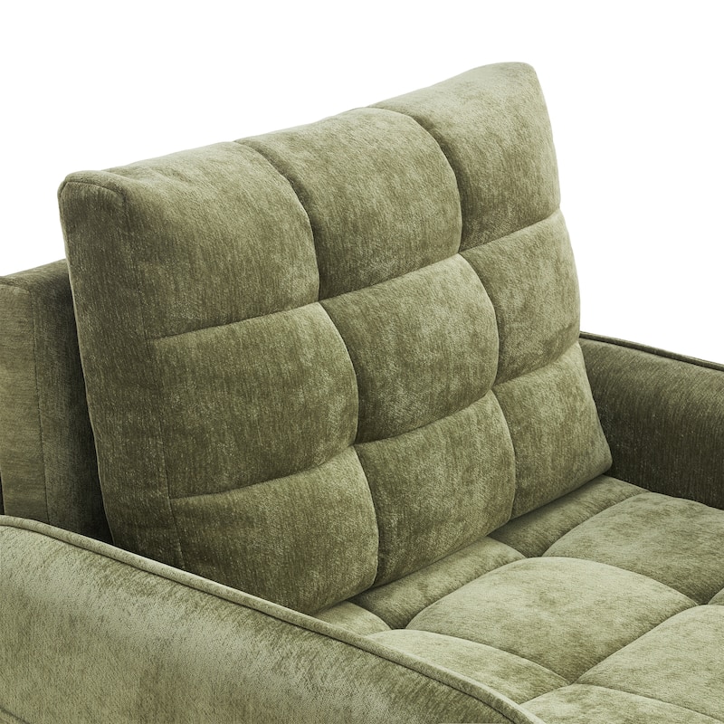 3-in-1 Chenille Accent Chair Convertible Sleeper Sofa Bed, 80" Extra Long Pull-out Chair Bed with USB and Type-C Ports