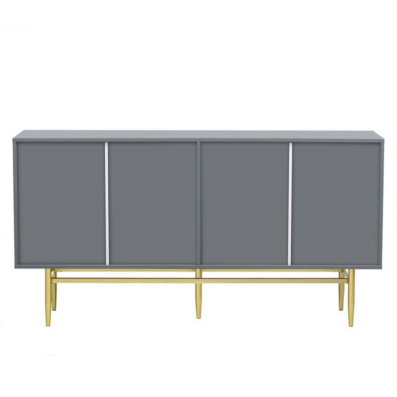 Stylish Sideboard Buffet Cabinet with Wavy Stripe Design, Gold Metal Legs, Ample Storage Space for Hallway, Living Room