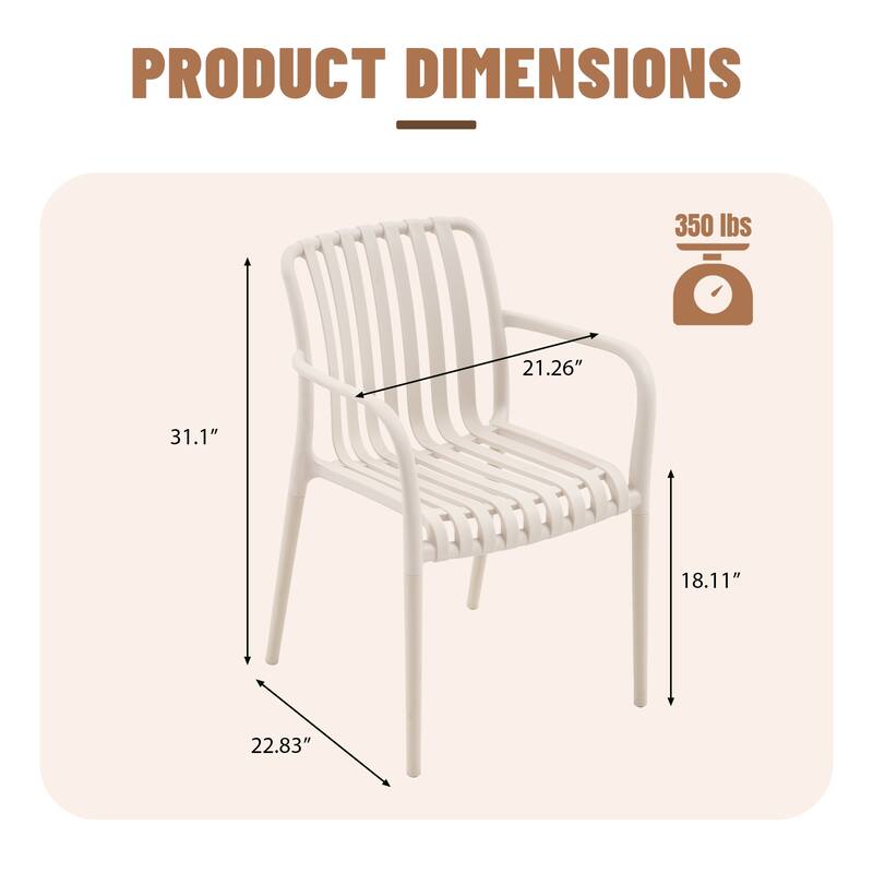 Outdoor Dining Set 5-Piece Stackable Plastic Lightweight Dining Armchair and Extendable Dining Table
