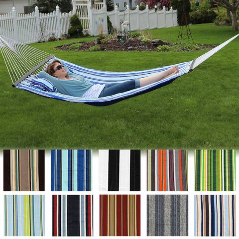 Sunnydaze 2 Person Quilted Hammock w/ Spreader Bar & Pillow - Many Options