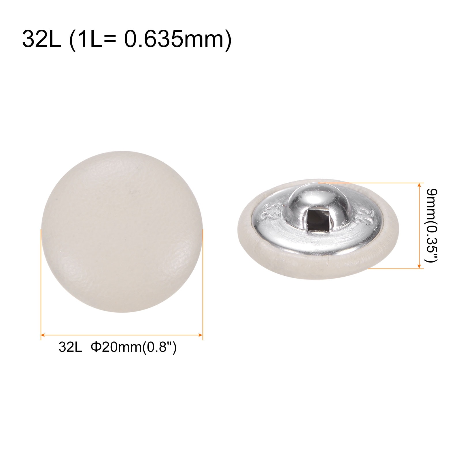 Leather Covered Button Metal Shank Round Sewing Buttons for Bridal Suits Dress Blouses Sewing - 20mm