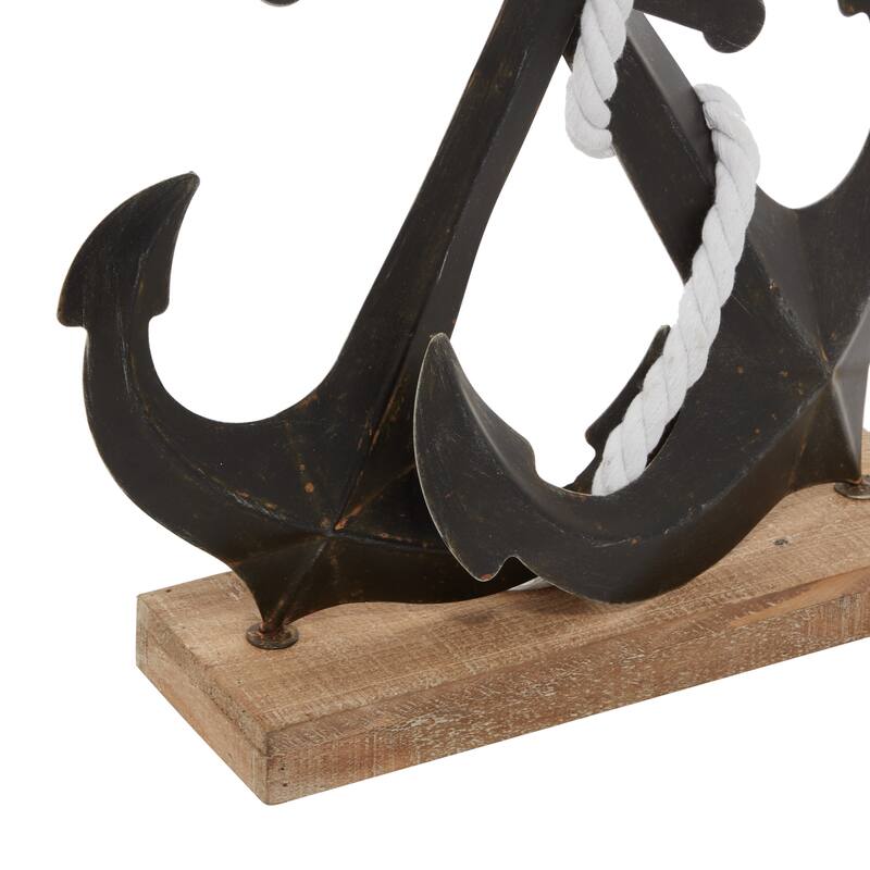 Black Metal Anchor Decorative Sculpture - 15 x 5 x 16