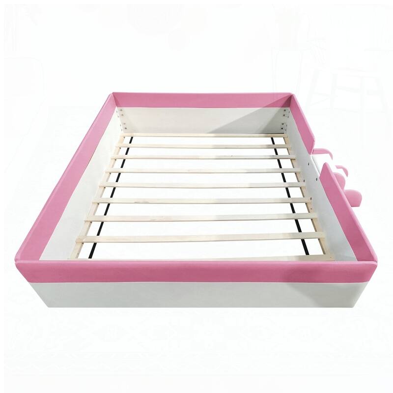 Upholstered Daybed Frame with Fence and Stairs