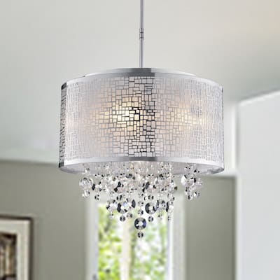 Iris 4-light Metal and Crystal Drum Chandelier