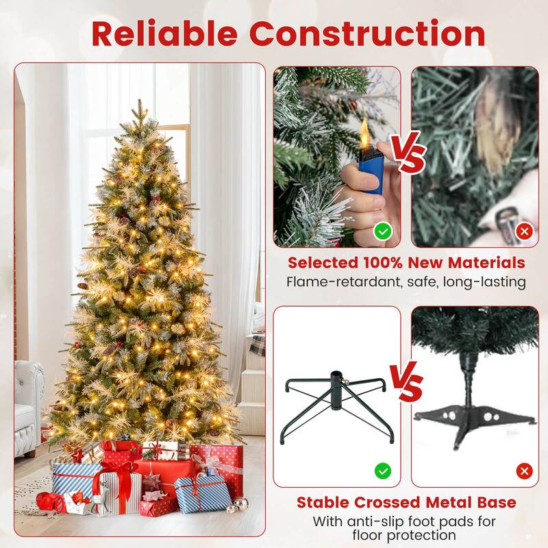 Costway 5/6/7 FT Artificial Christmas Tree with 602/806/1072 Branch - Green - See Details