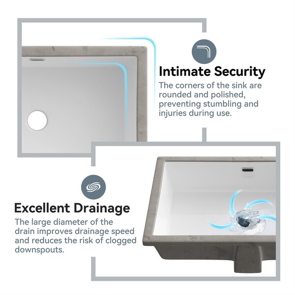 HOROW Rectangular Vitreous China Undermount Bathroom Sink