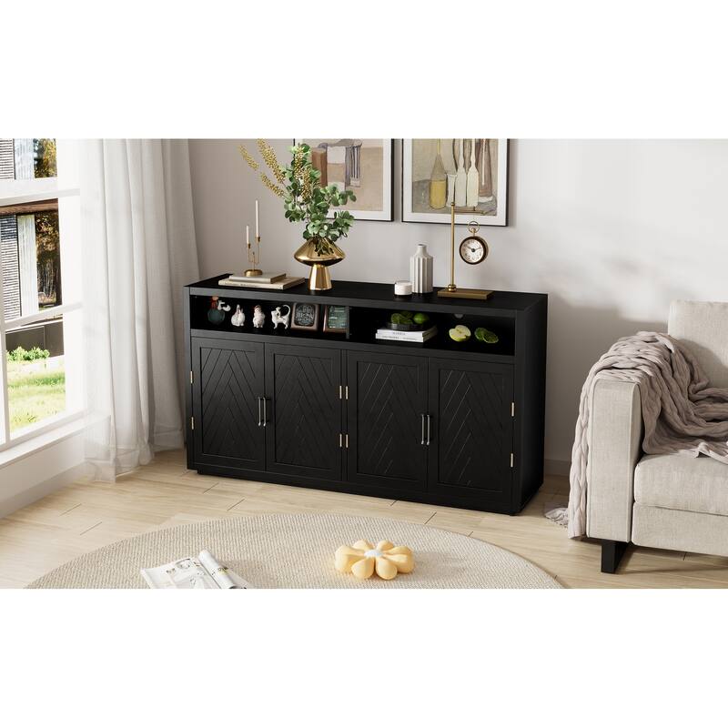 Sideboard with Open Storage and Adjustable Shelves