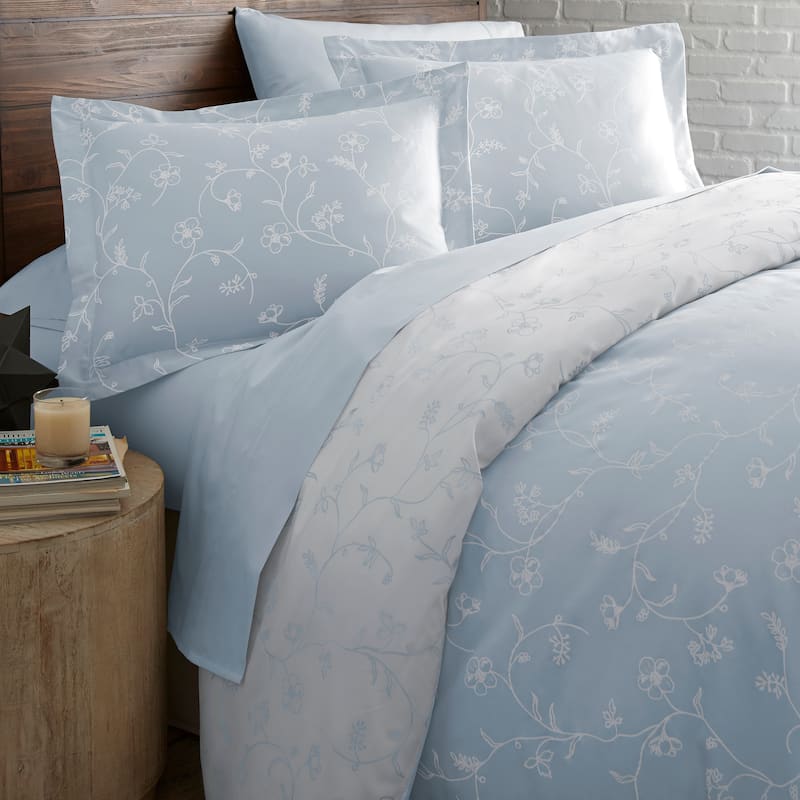 Sweetbrier Luxury Cotton Reversible Duvet Cover and Sham Set