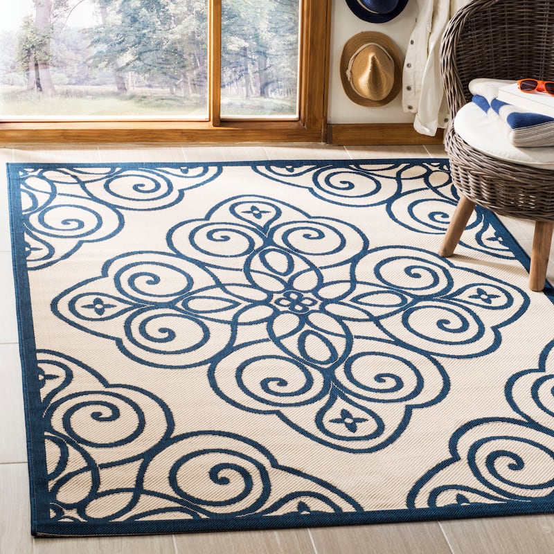 Martha Stewart by SAFAVIEH Rosamond Indoor/ Outdoor Waterproof Rug - 6'7" x 9'6" - Mariner