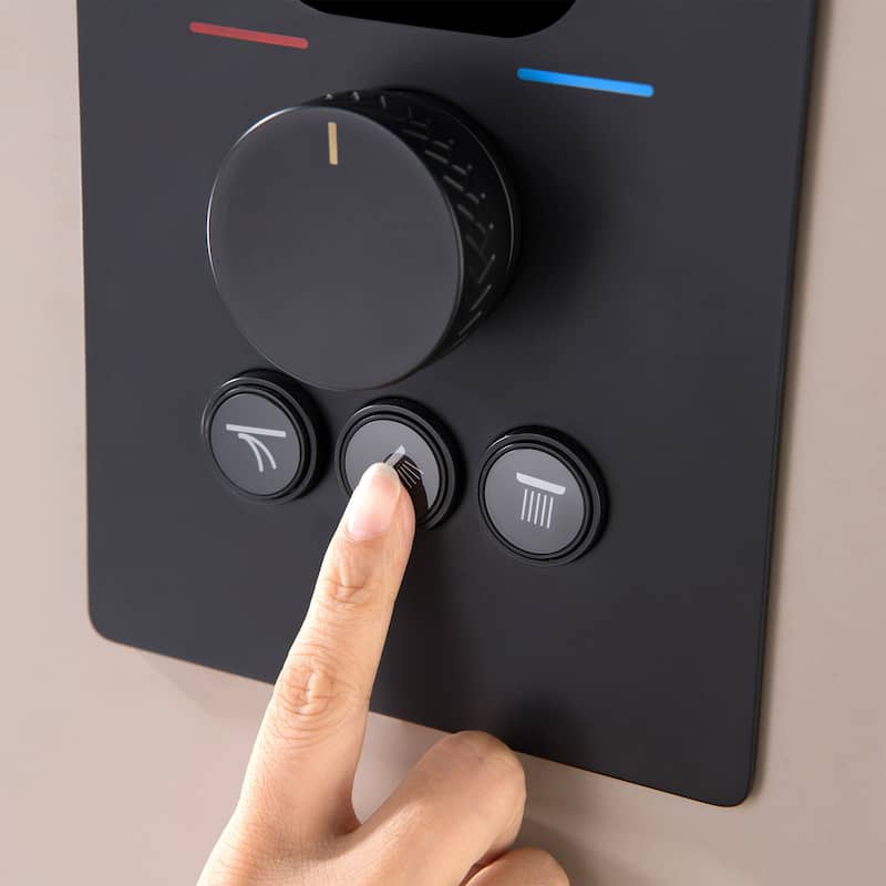 Wall-Mounted Thermostatic 12-in Rainfall and Waterfall Shower System With 3-way handshower
