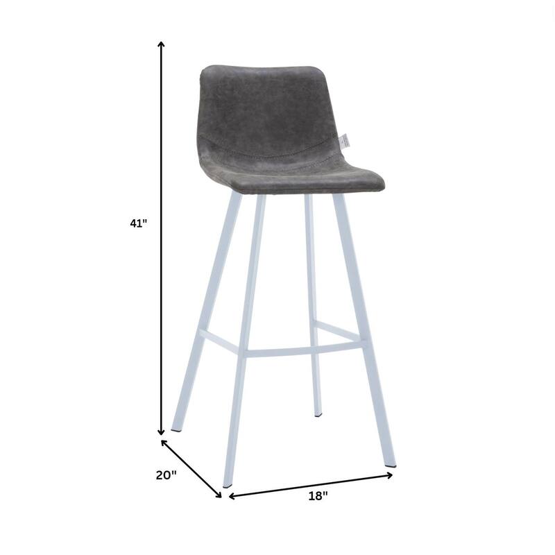 35-Inch Leather Counter Stool Padded Seat Stainless Steel Base and Footrest