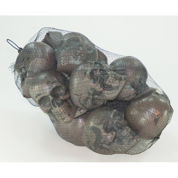 Bag Of Small Skull Heads 12 Piece Halloween Prop Décor