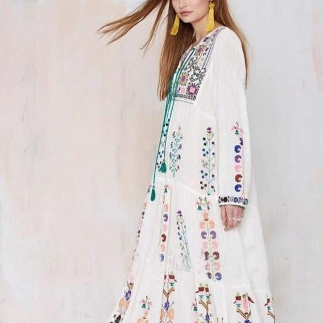 white tassel maxi dress