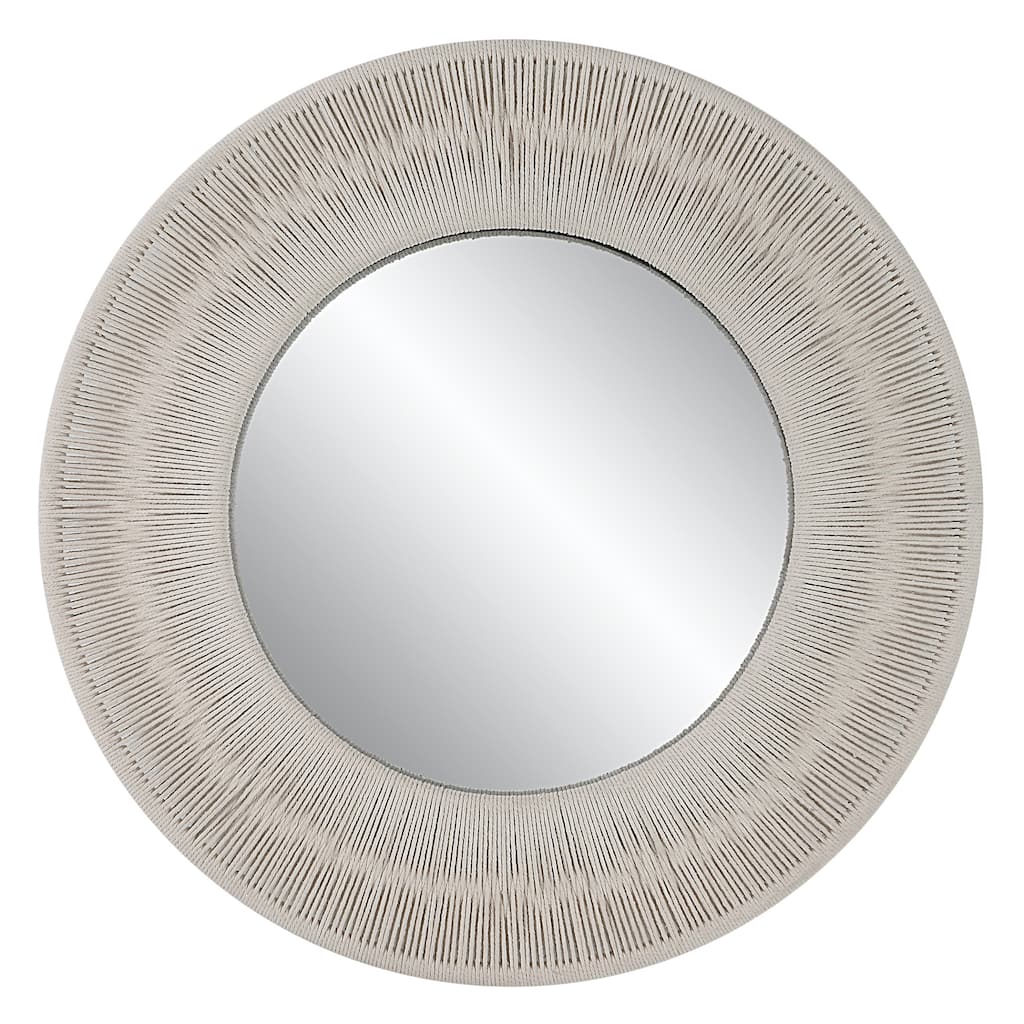 Small Round Wall Mirror - 33" - Beige