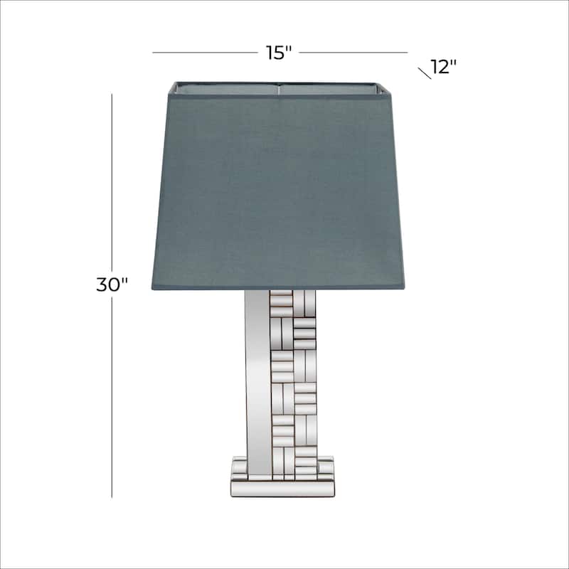 Glass Mirrored Room Table Lamp - Silver - Roche River Decor