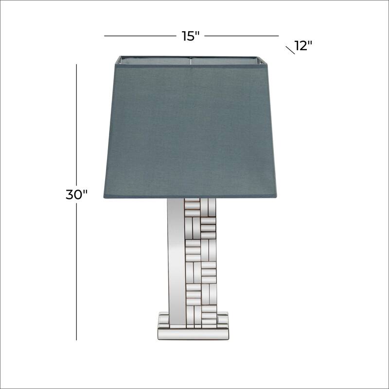 Silver Glass Mirrored Room Table Lamp