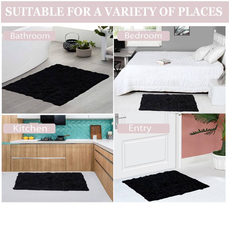 Bell Flower Bathroom Rug, Cotton Soft, Water Absorbent Bath Rug, Non Slip Shower Rug Machine Washable 24"x40" Rectangle