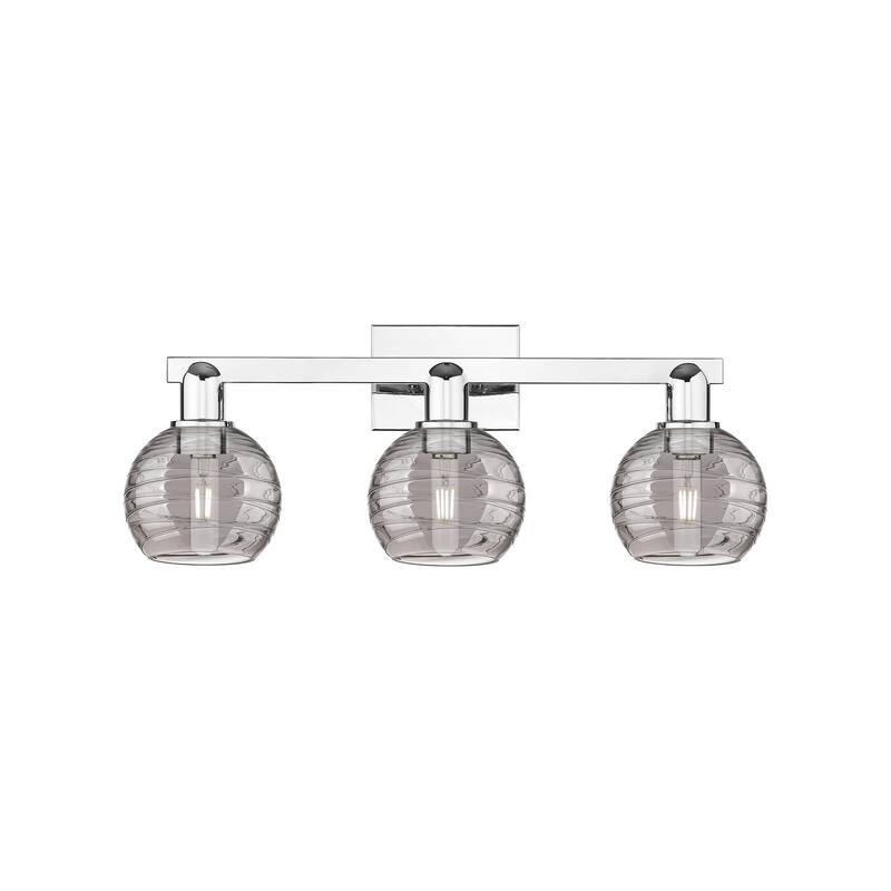 Innovations Lighting 716-3W-11-26 Athens Deco Swirl Vanity Athens Deco - Polished Chrome / Light Smoke Deco Swirl