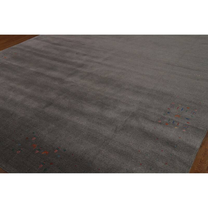Hand Knotted Oriental 100% Wool Carpet Tribal Tribal Greys & Charcoal Gabbeh Area Rug - 12' 1'' X 9' 1''