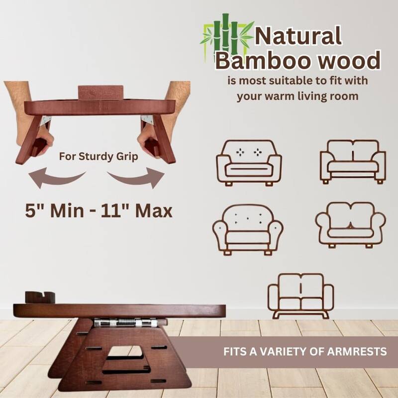 Bamboo Couch Arm Table - 35"D x 24"W x1"H