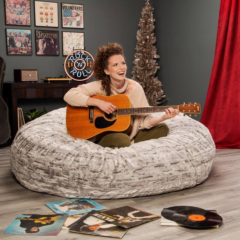 Jaxx Faux-Fur 6 Ft Giant Cocoon Bean Bag Sofa For Adults