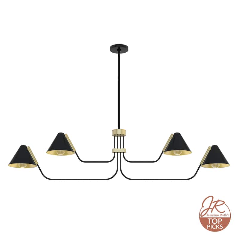 Hunter Grove Isle 4-Light Linear Chandelier - Dining Room, Kitchen Island - Mid-Century Modern, Minimalist