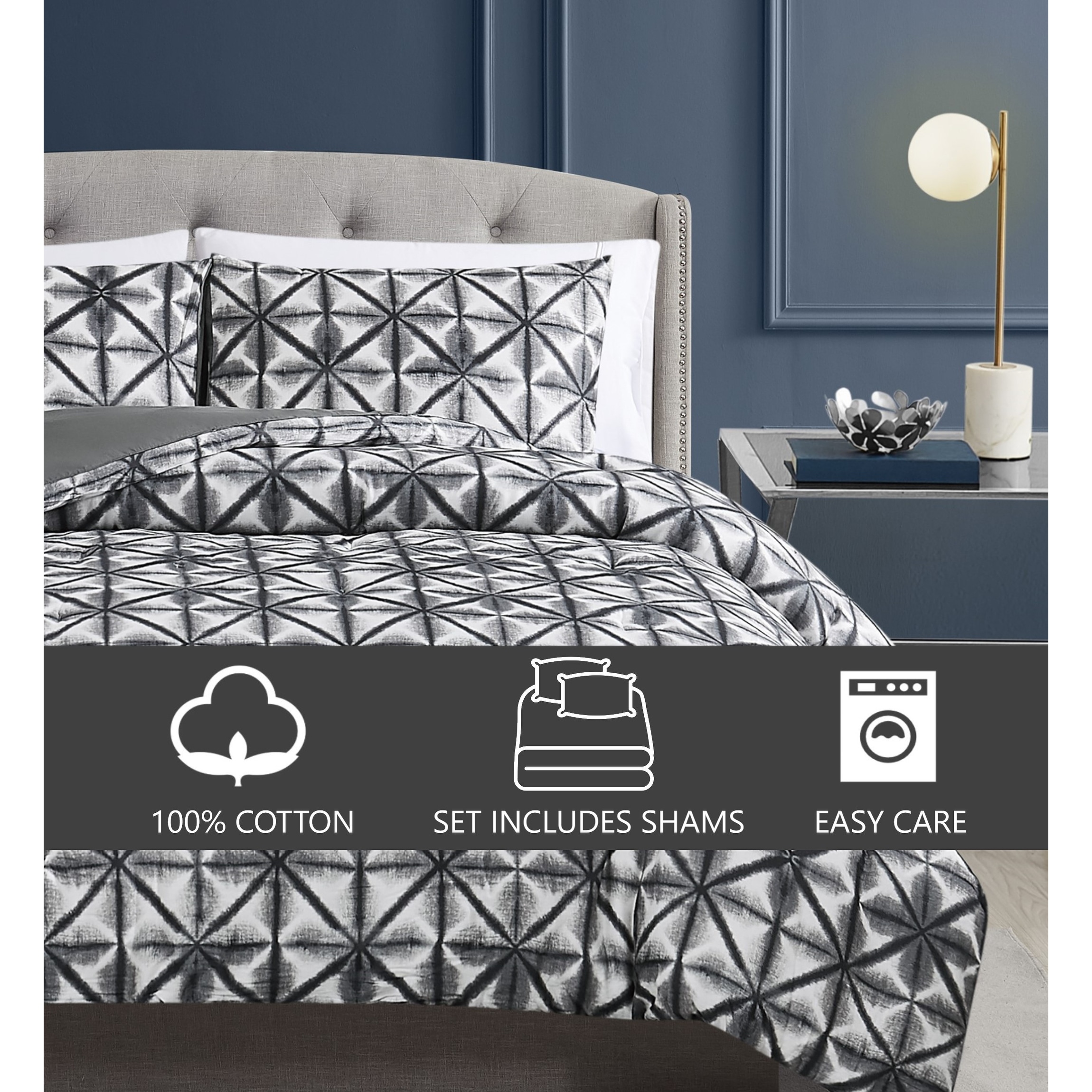 Vince Camuto Linework Stripe 3 Piece Comforter Set - Bed Bath