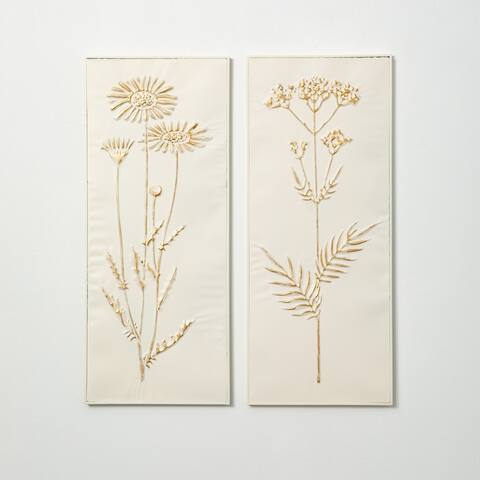 Sullivans Gold-Brushed Botanical Panels - Set of 2