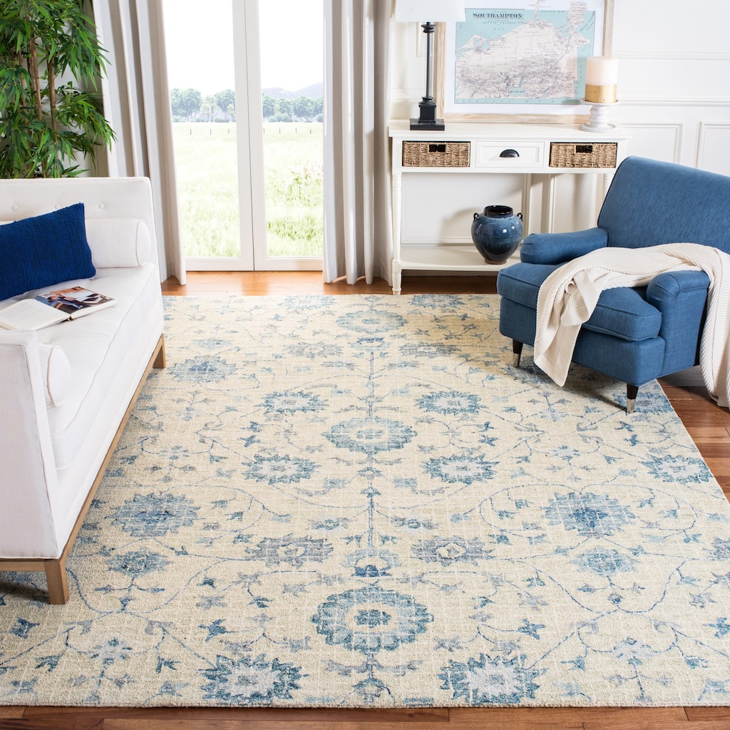 SAFAVIEH Handmade Blossom Samija Modern Floral Wool Rug