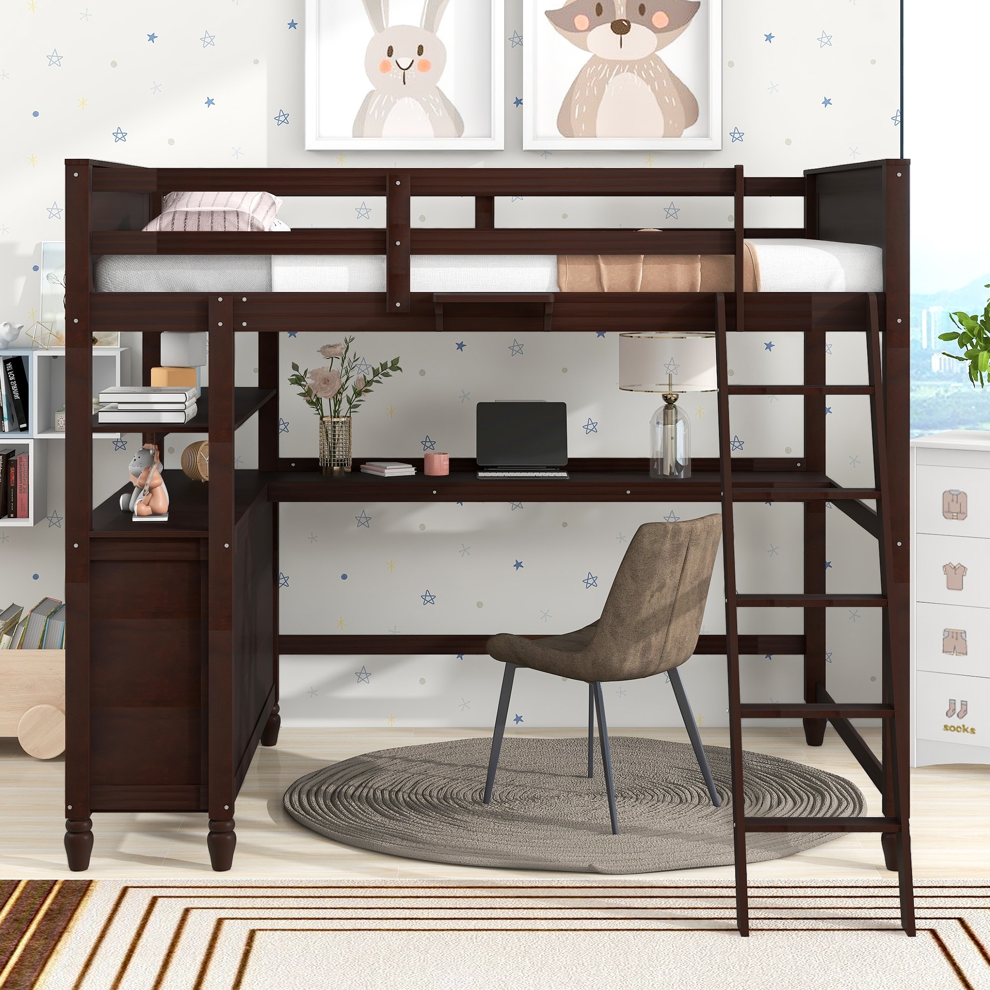 Convertible loft bed with desk store