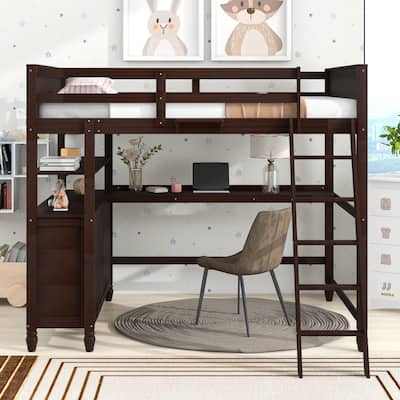 Convertible Design Full Size Loft Bed Kids Bed with Drawers and Desk