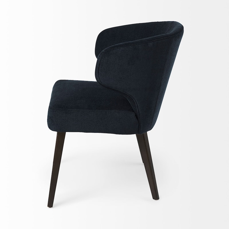 Niles Navy Blue Fabric Seat w/ Dark Brown Solid Wood Legs Wingback Dining Chair - 21.6"W x 25"D x 31.8"H