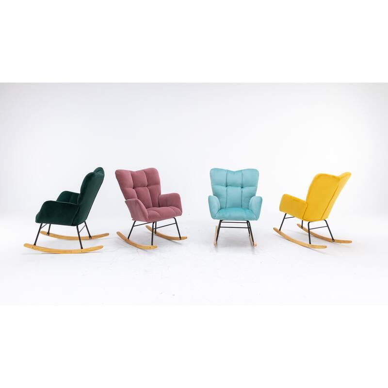31.5" High Back Buttons Tufted Rocking Chair