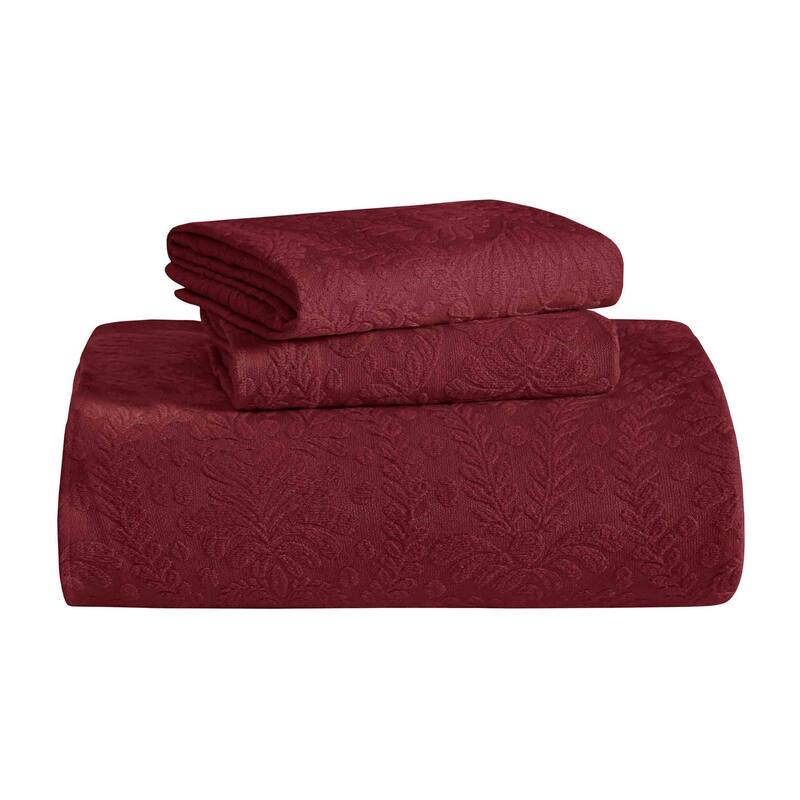 Superior Aspen Jacquard Floral Scalloped Edges Cotton Blend Bedspread Set