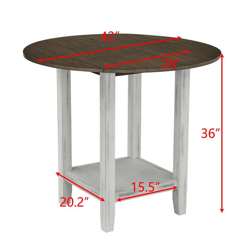 Foldable Drop Leaf Coffee Table Reception Table, Rustic Dining Table & Chairs with Upholstered Seat Chairs