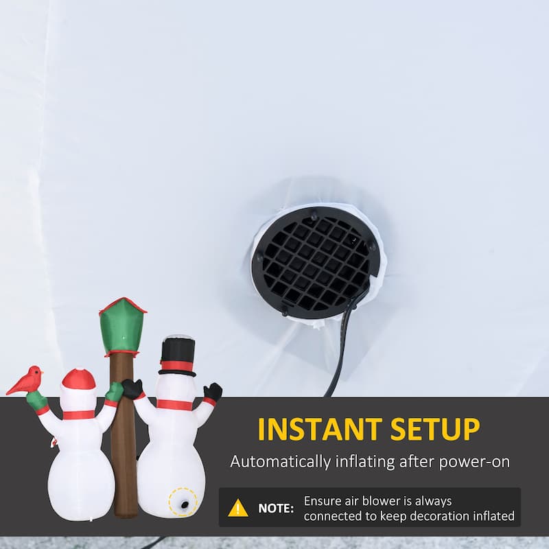 HOMCOM 7ft Inflatable Christmas Snowman Family with Bird and Birdhouse, Blow-Up Outdoor LED Yard Display